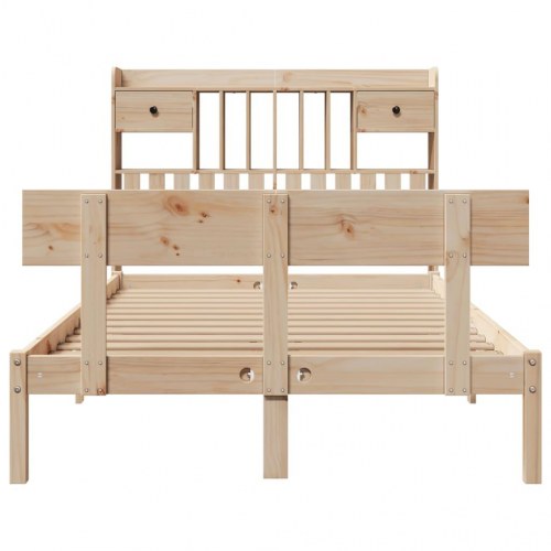 Seng med reol uden madras 135x190 cm massivt fyrretræ