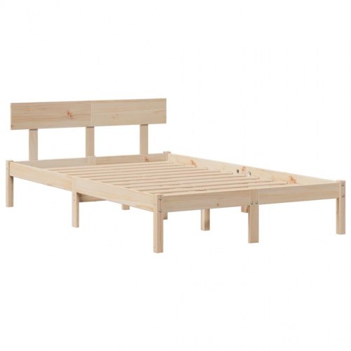 Seng med reol uden madras 135x190 cm massivt fyrretræ