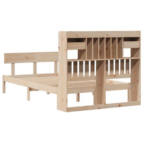 Seng med reol uden madras 135x190 cm massivt fyrretræ