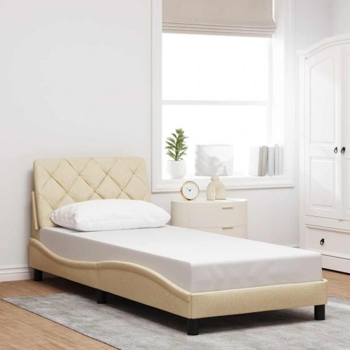Sengeramme i stof 90 x 200 cm - creme