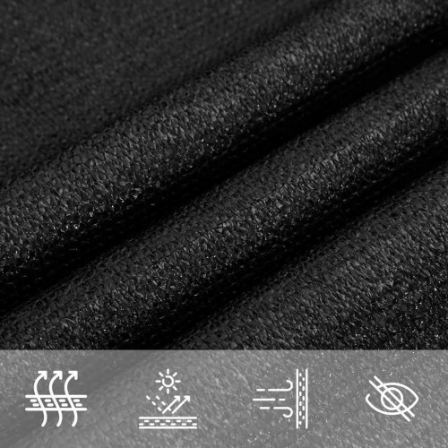 Trekantet solsejl 5×7×7 m - HDPE 160 g/m², sort