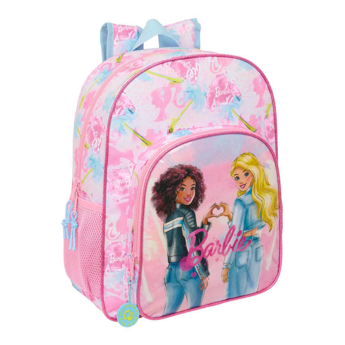 Barbie skoletaske Painterly Pink - himmelblå, 32 × 38 × 12 cm