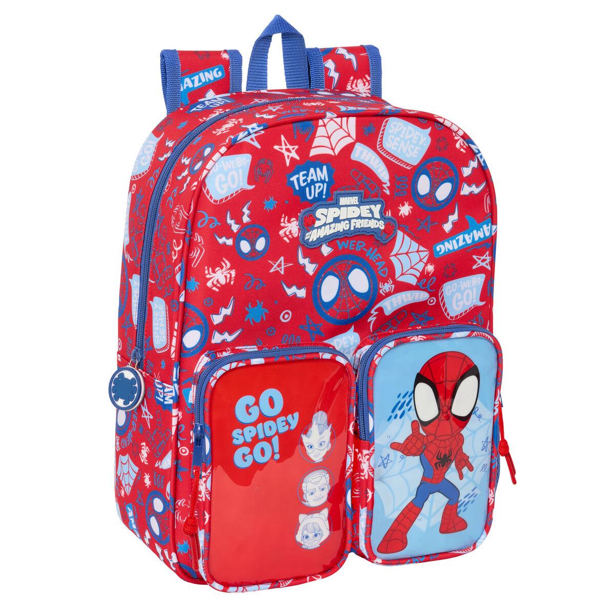 Spider-Man skoletaske Rescue, blå/rød - 26 × 34 × 11 cm