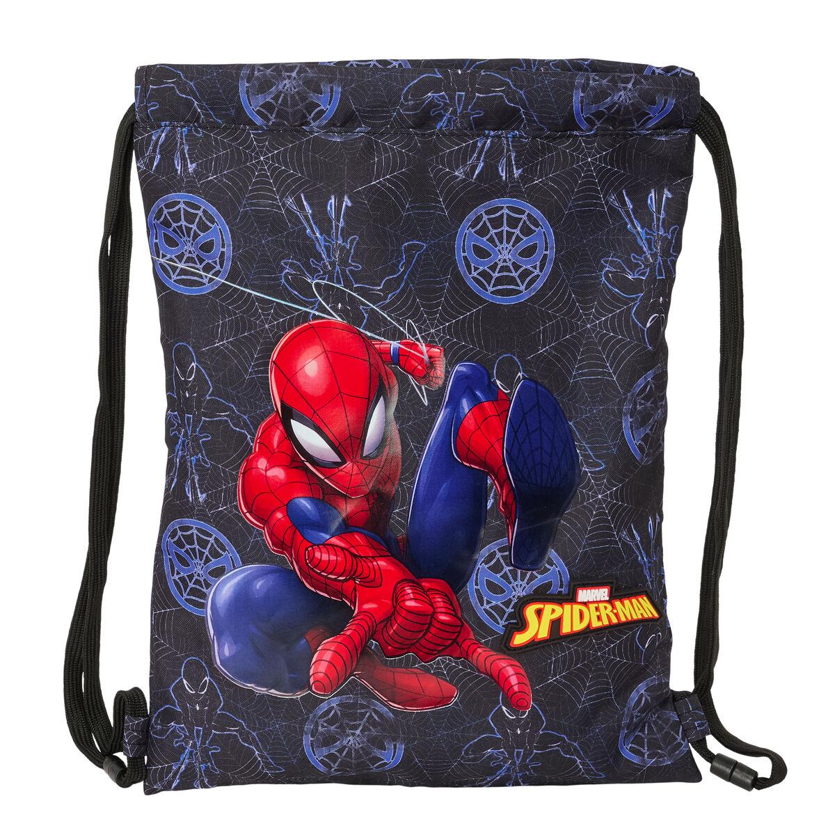 Skoletaske snøresæk Spider-Man Attack - sort 26 × 34 cm