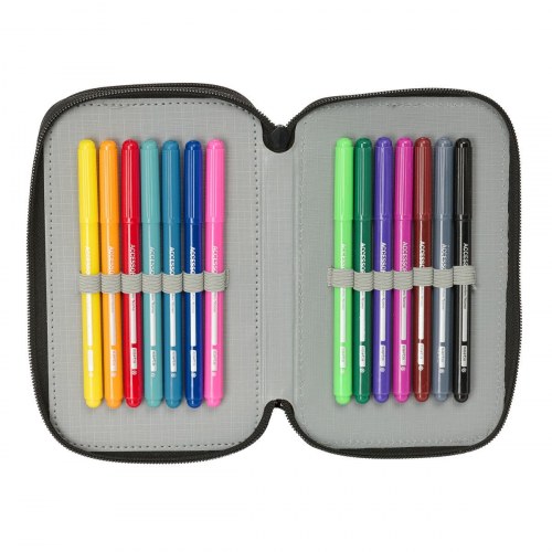 Safta tredobbelt penalhus Urban Style - blå/grå, 37 dele