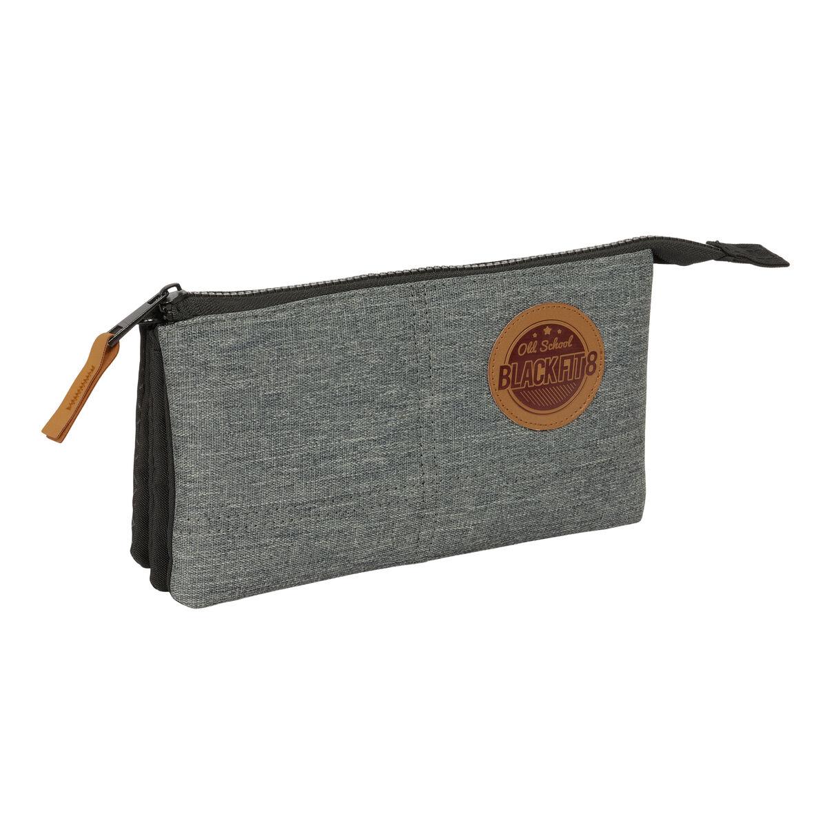 BlackFit8 penalhus Old School - sort/grå, 22 × 12 × 3 cm