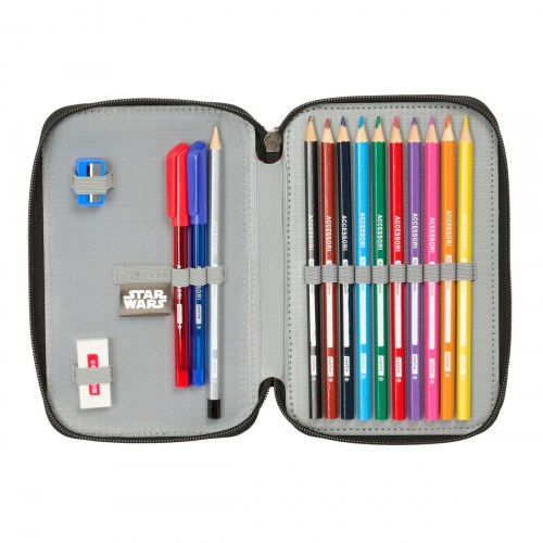 Star Wars dobbelt penalhus Rebellion, sort - 29 dele (12,5 × 19,5 × 4 cm)