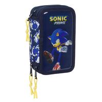 Tredobbelt Penalhus Sonic City Blå 12,5 x 19,5 x 5,5 cm 37 Dele