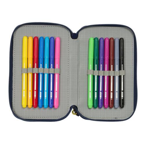 Tredobbelt Penalhus Sonic City Blå 12,5 x 19,5 x 5,5 cm 37 Dele