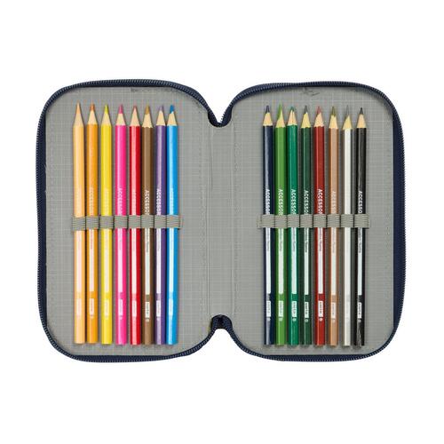 Tredobbelt Penalhus Sonic City Blå 12,5 x 19,5 x 5,5 cm 37 Dele