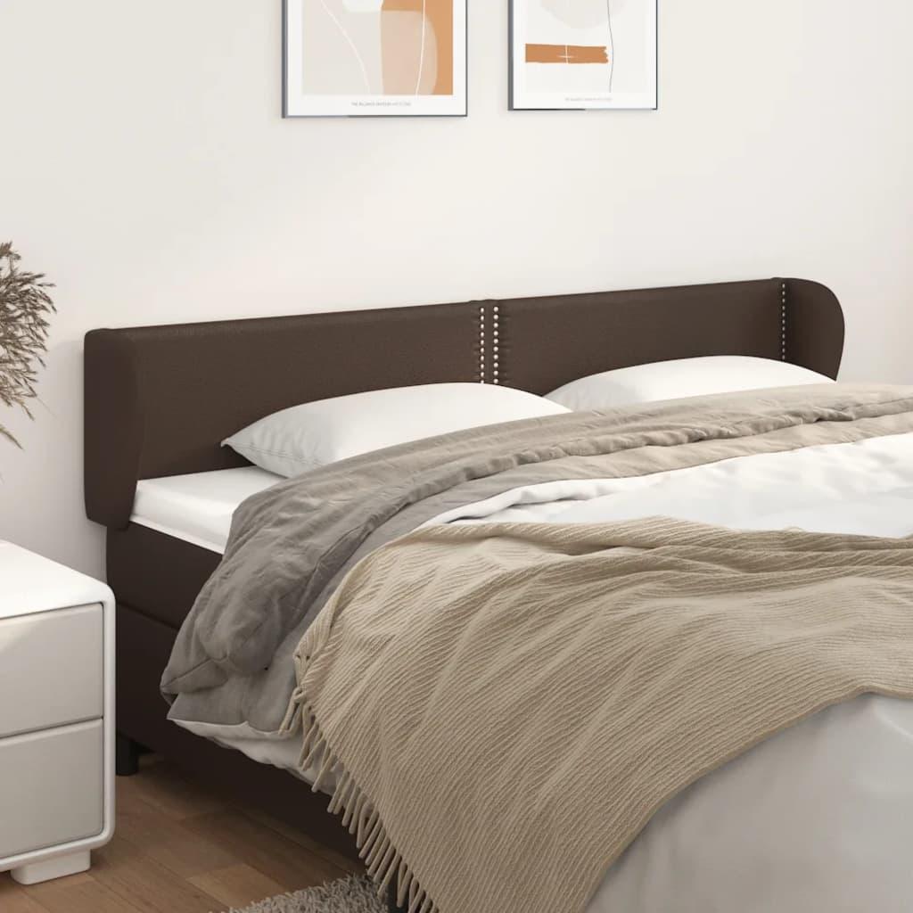 Sengegavl med kanter 183x23x78/88 cm kunstlæder brun