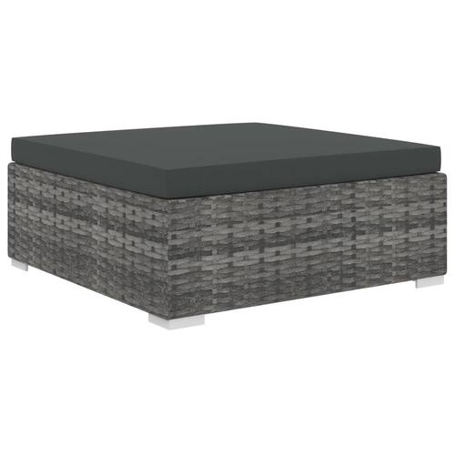 Haveloungesæt 8 dele med hynder polyrattan grå