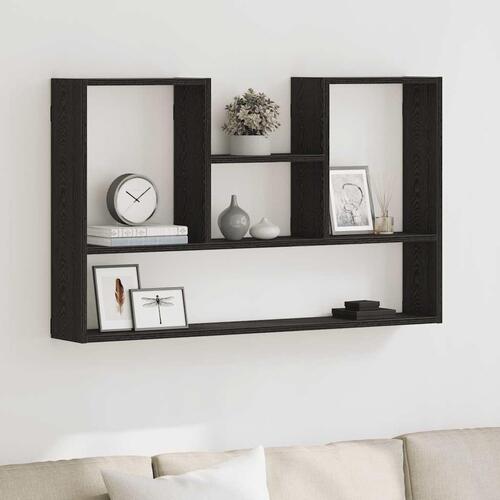 Vægreol 99x15x60 cm konstrueret træ sort egetræsfarve