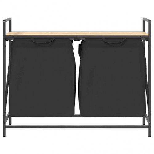 Vasketøjskurv 2 rum med hylde sonoma-eg