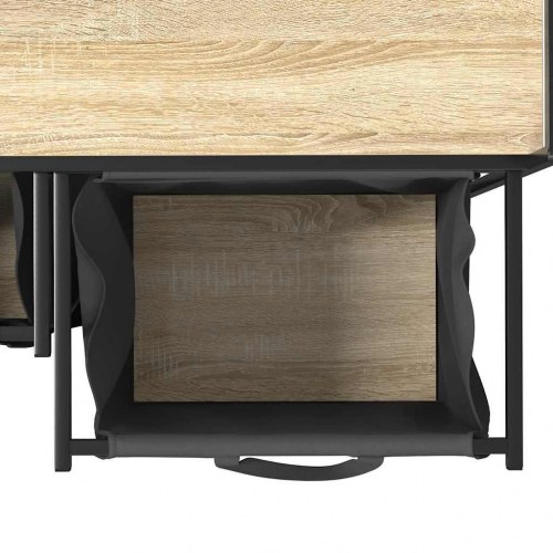 Vasketøjskurv 2 rum med hylde sonoma-eg