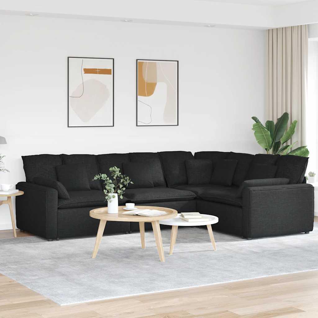 Modulsofa med hynder stof sort