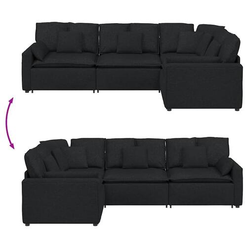 Modulsofa med hynder stof sort