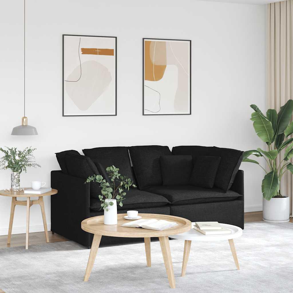 Modulsofa Med Hynder Stof Sort