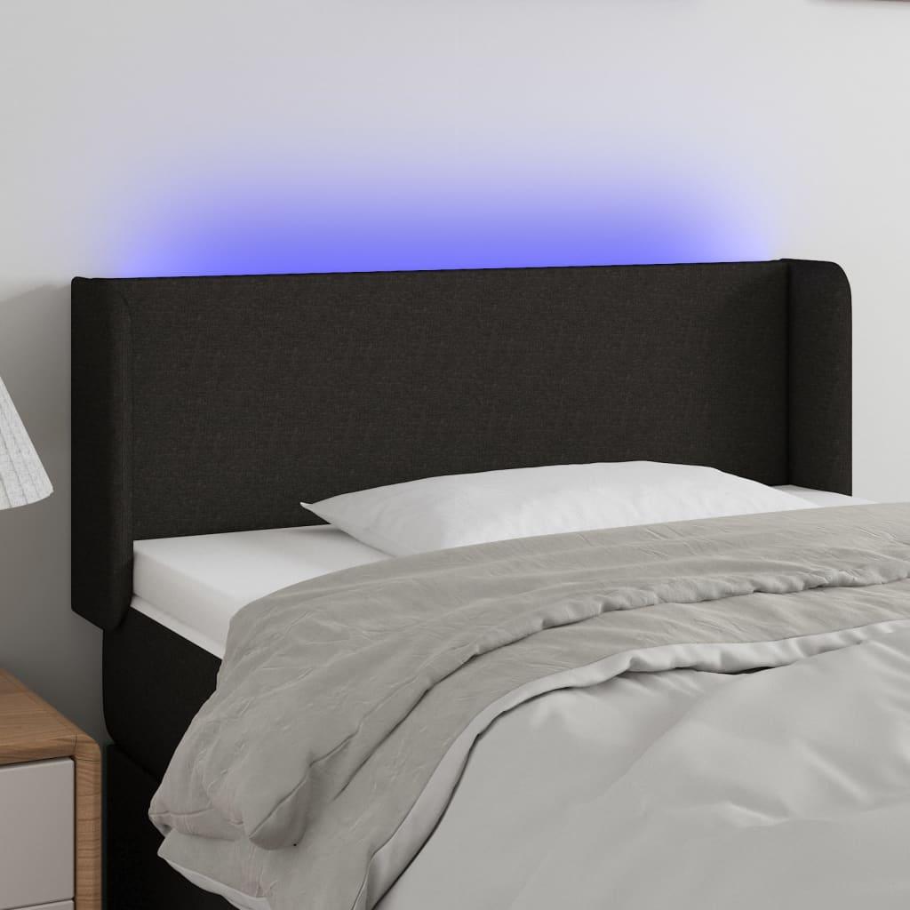 Sengegavl med LED-lys 93x16x78/88 cm stof sort
