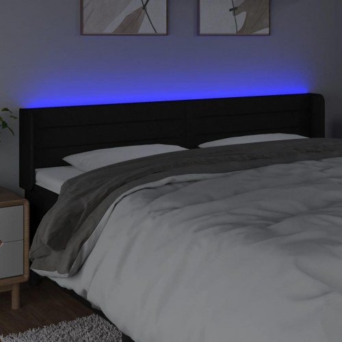 Sengegavl med LED-lys 163 x 16 x 78/88 cm - sort