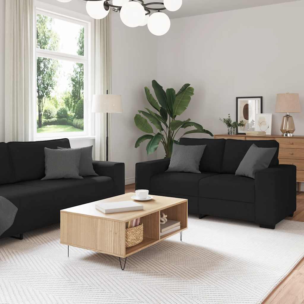 Sofasæt 2 Dele Med Hynder Stof - Sort
