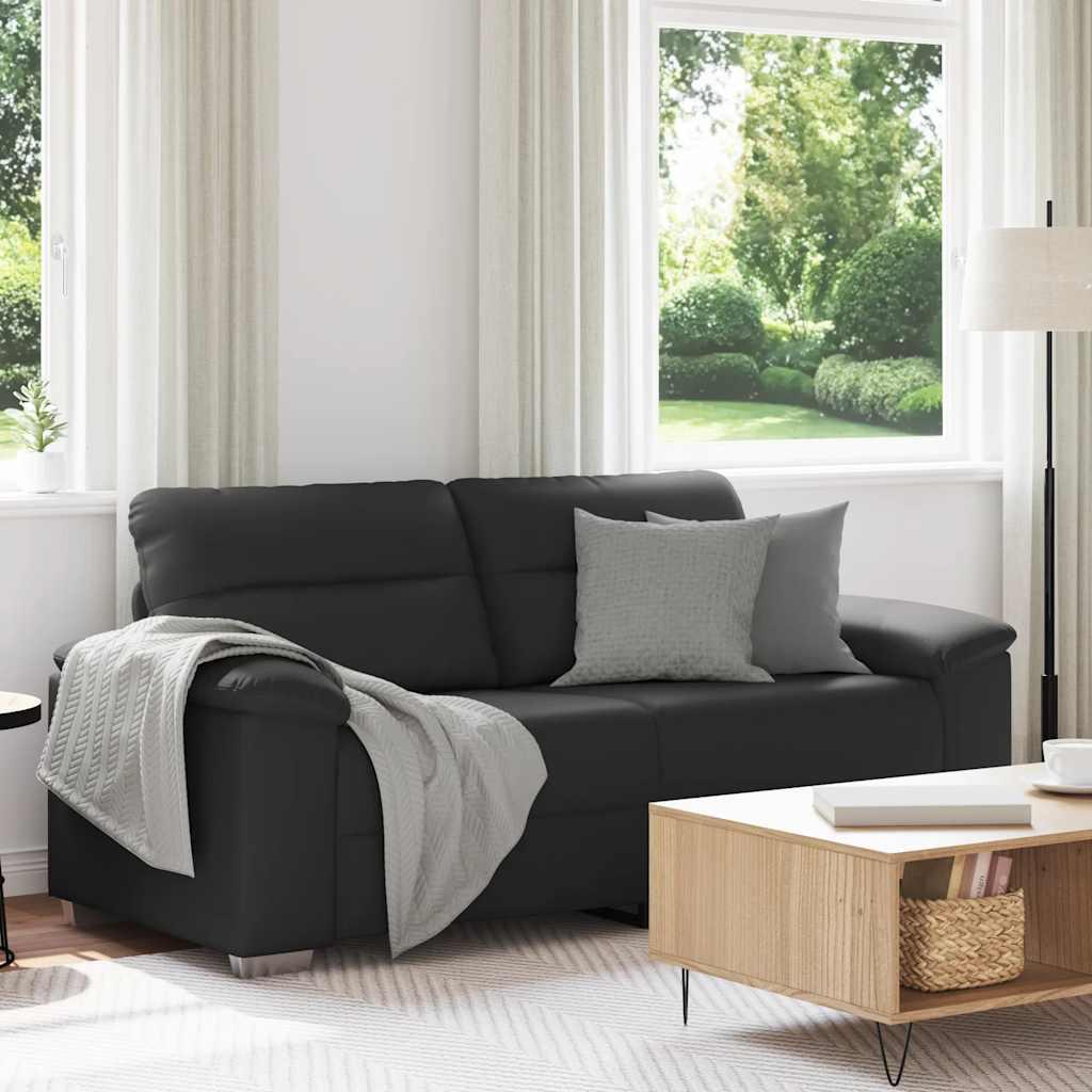 2-personers sofa sort 140 cm kunstlæder