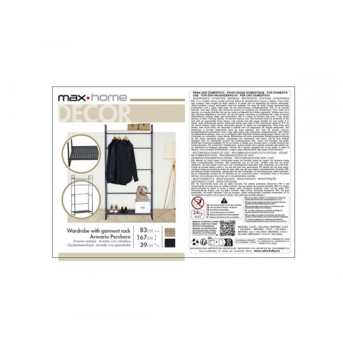 Max Home garderobeskab i stål og melamin - 83 × 167 × 39 cm