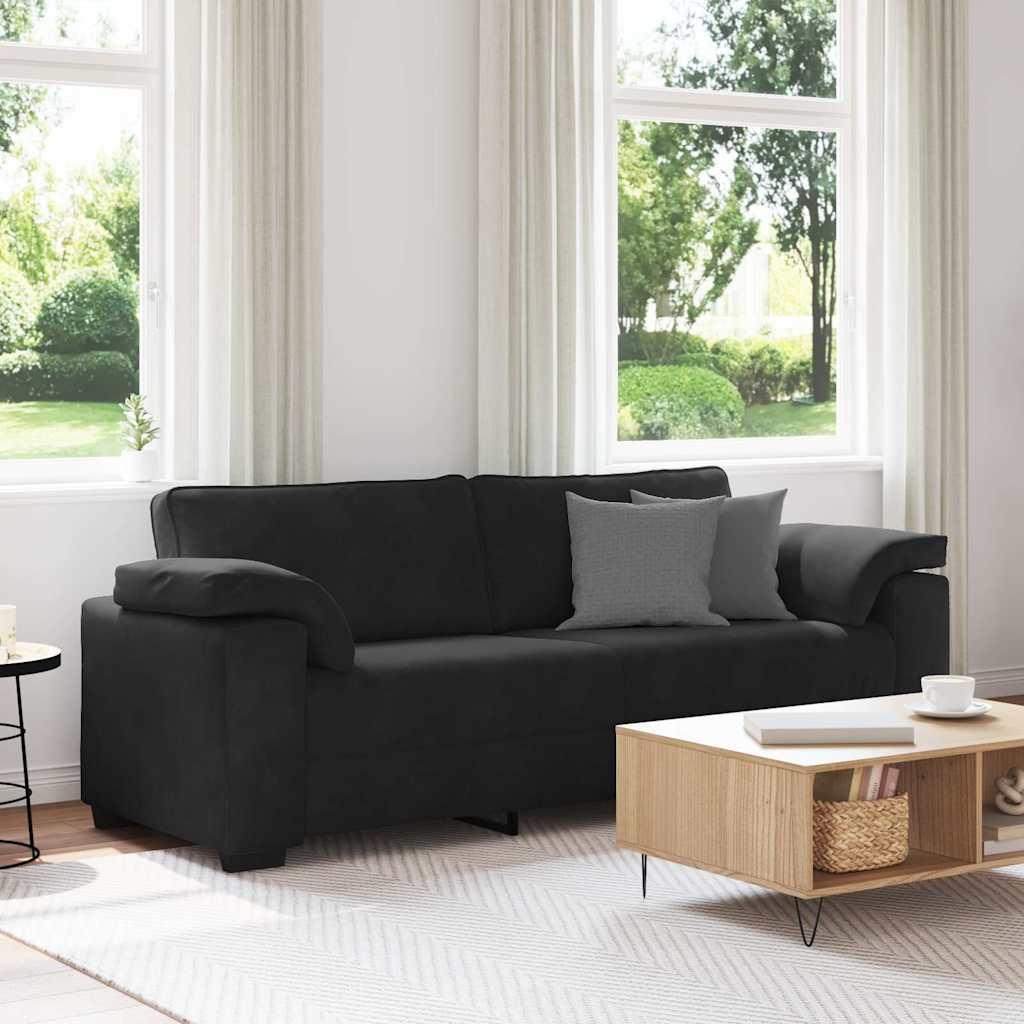 3-Personers Sofa Fløjl - 178 cm / Sort