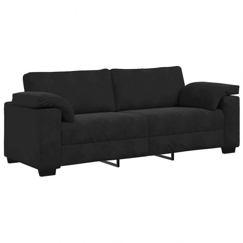 3-personers sofa i velour - sort, 220×77×82 cm