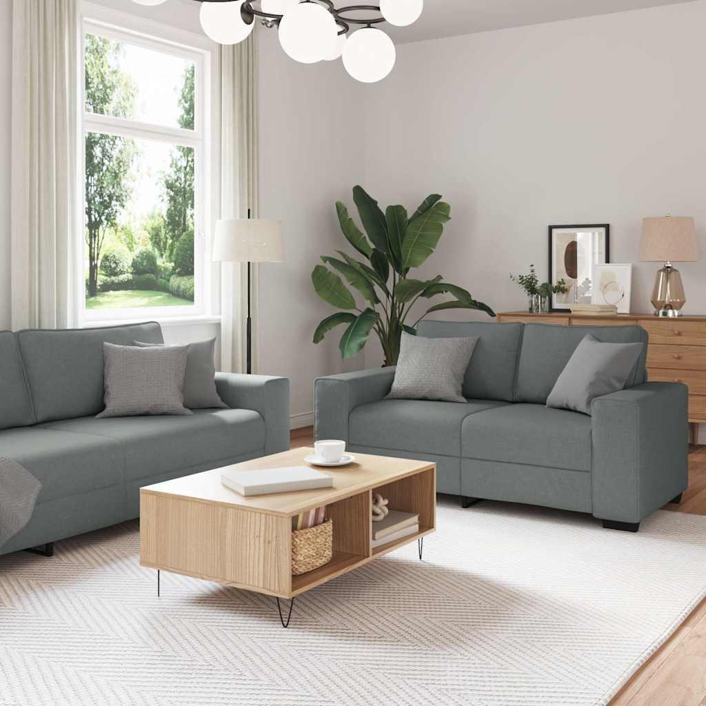 Sofasæt 2 Dele Med Hynder Stof - Mørkegrå