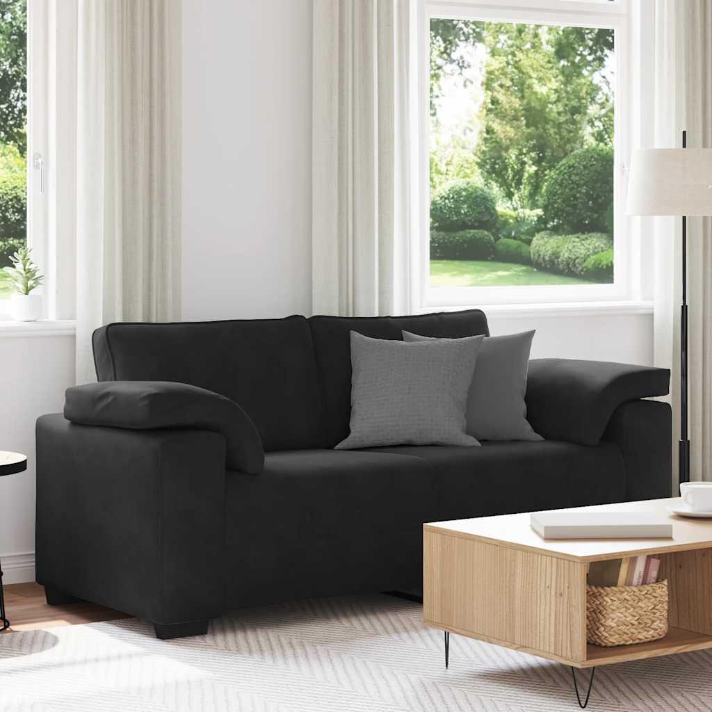 3-Personers Sofa Fløjl - 140 cm / Sort