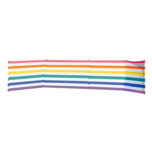 Paravento 5 Stænger Stål Polyester Farver Striber 480X80 cm Strand, Pool, Have, Camping