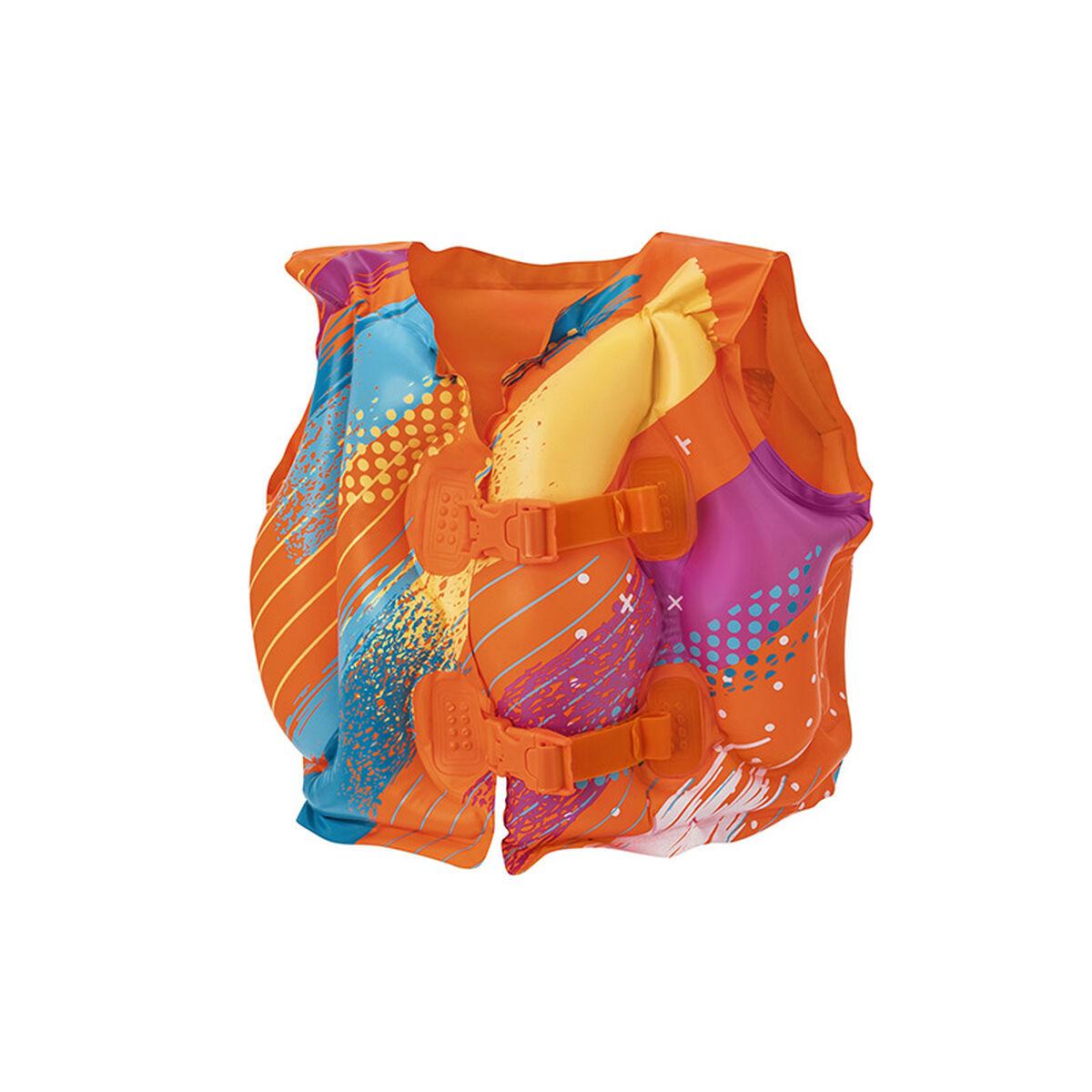 Bestway oppustelig sikkerhedsvest til børn 41 × 30 cm - orange/multifarvet (+3 år)