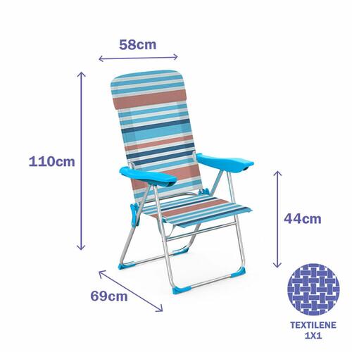 Marbueno Foldable Chair 5 Positions Aluminium with Cushion Stripes Orange Blue 69X58X110 cm