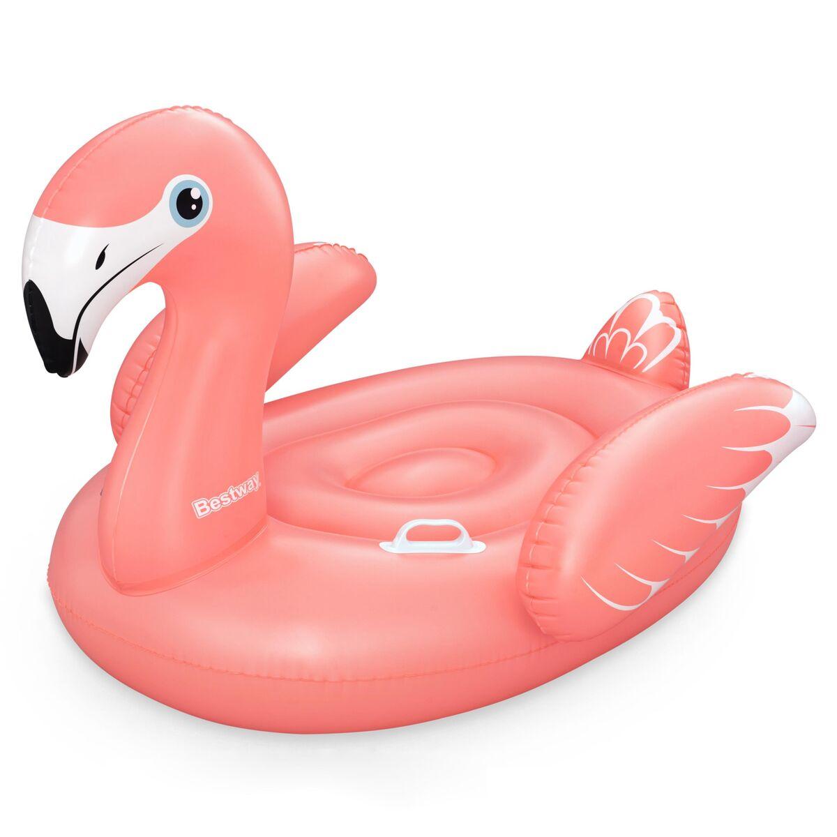Bestway oppustelig flamingo med håndtag 138 × 107 cm - til strand og pool (+3 år)