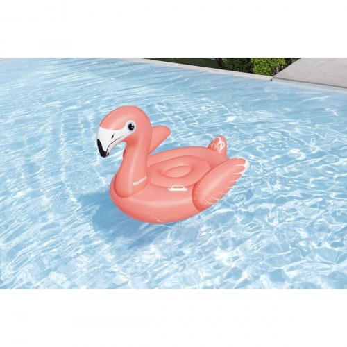 Bestway oppustelig flamingo med håndtag 138 × 107 cm - til strand og pool (+3 år)