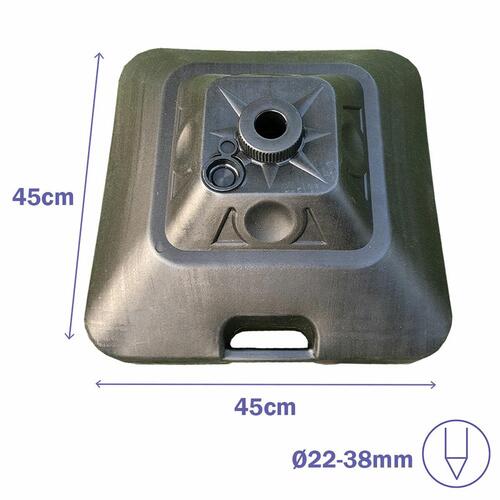 Marbueno Base Parasol Kvadratisk Plast 45x45x27 cm 30L Sort Have, Pool, Terrasse 10499