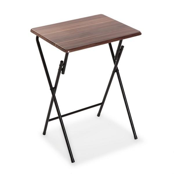 Versa sammenklappeligt sidebord i metal og MDF, mørkebrun (37,5 × 65,5 × 47,5 cm)