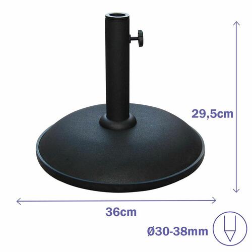 Marbueno Base Parasoll Rund Beton 36x29,5 cm 11KG Sort Have, Pool, Terrasse 10444