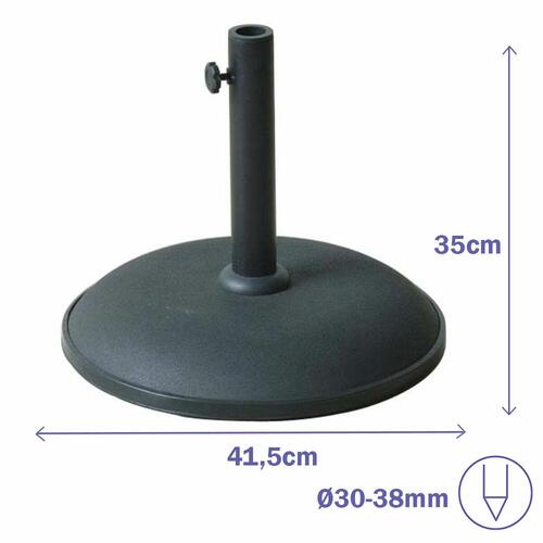Marbueno Base Parasoll Rund Beton 41,5x35 cm 15KG Sort Have, Pool, Terrasse 10447