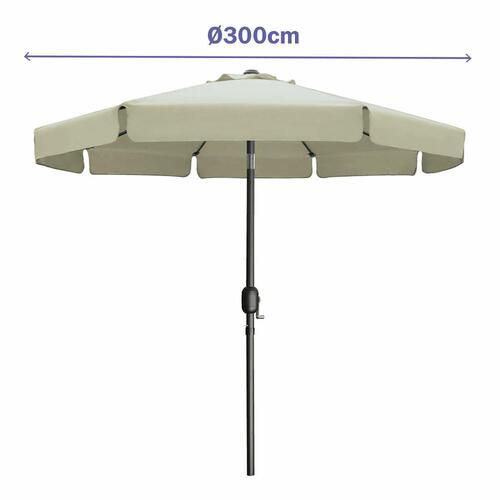 Marbueno Parasoll Stål 8 Spidser D300 cm Polyester Beige Have, Pool, Terrasse 10490