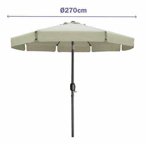Marbueno Parasoll Stål 8 Stænger D270 cm Polyester Beige Have, Pool, Terrasse 10488