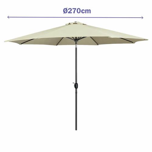 Marbueno Parasoll Stål 8 Stænger D270 cm Polyester Beige Have, Pool, Terrasse 10483