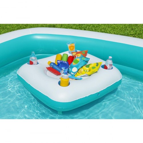 Bestway oppustelig børnepool med flydende bord, 218 × 218 × 48 cm, firkantet