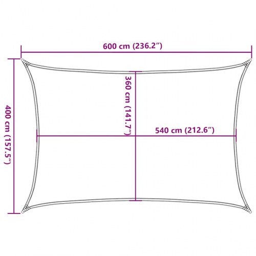 Solsejl 4×6 m - HDPE 160 g/m², orange rektangulært