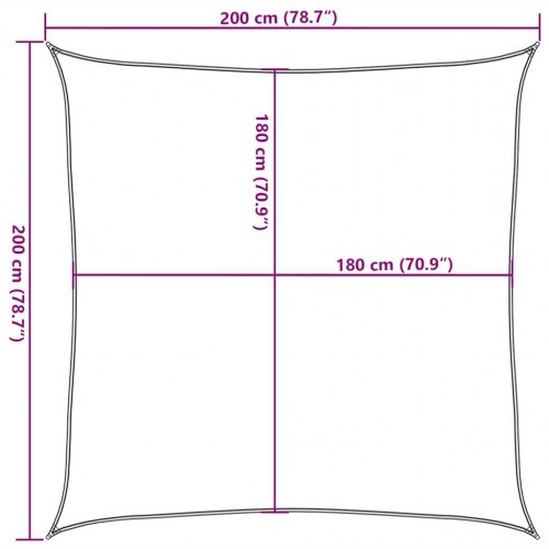 Solsejl 2 x 2 m firkantet 160 g/m² HDPE orange