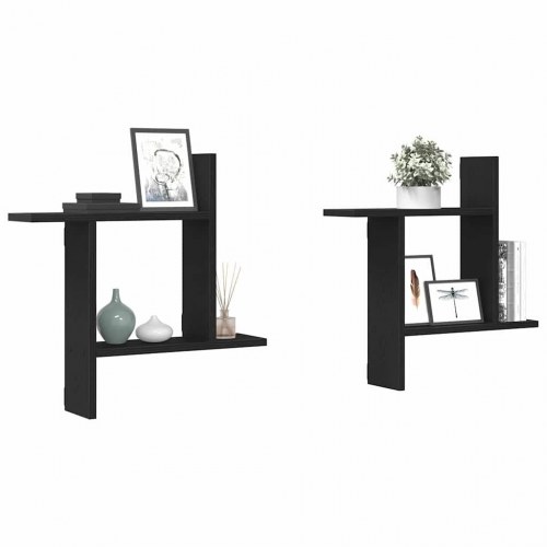Væghængte kubehylder - 2 stk., 50 × 12 × 50 cm, konstrueret træ, sort eg