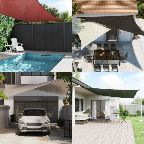 Solsejl 7 × 7 m firkantet i HDPE - orange, 160 g/m²