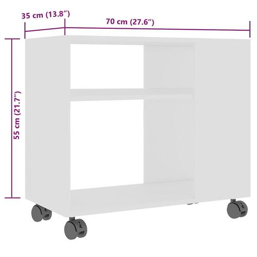 Sidebord 70x35x55 cm konstrueret træ hvid