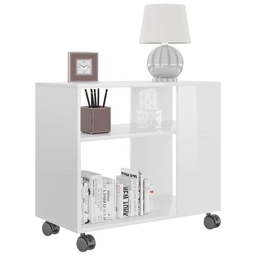 Sidebord 70x35x55 cm konstrueret træ hvid højglans